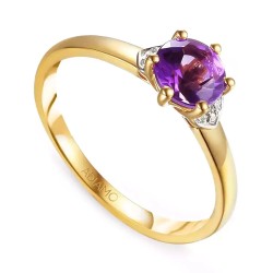 Pierścionek z ametystem i diamentami (R73493 Y AM): 7 - zdjęcie: 2