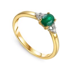 Pierścionek ze szmaragdem i diamentami (R28244 Y EM): 7 - zdjęcie: 2