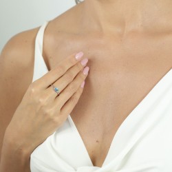 Pierścionek z niebieskim topazem i diamentami (R69317 W BT): 7 - zdjęcie: 3