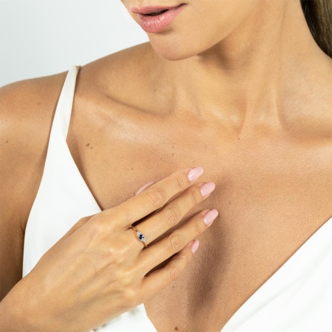 Pierścionek z szafirem i diamentami (R74564 YW SA)