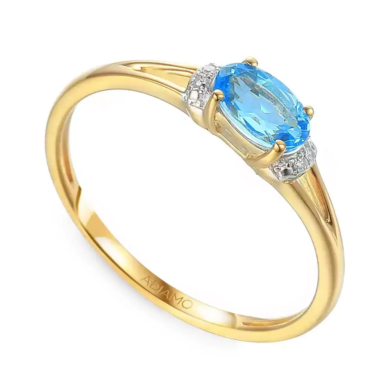 Pierścionek z niebieskim topazem i diamentami (R69317 Y BT): 7