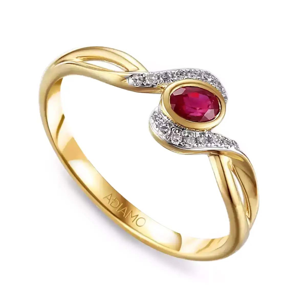 Pierścionek z rubinem i diamentami R58015: 7