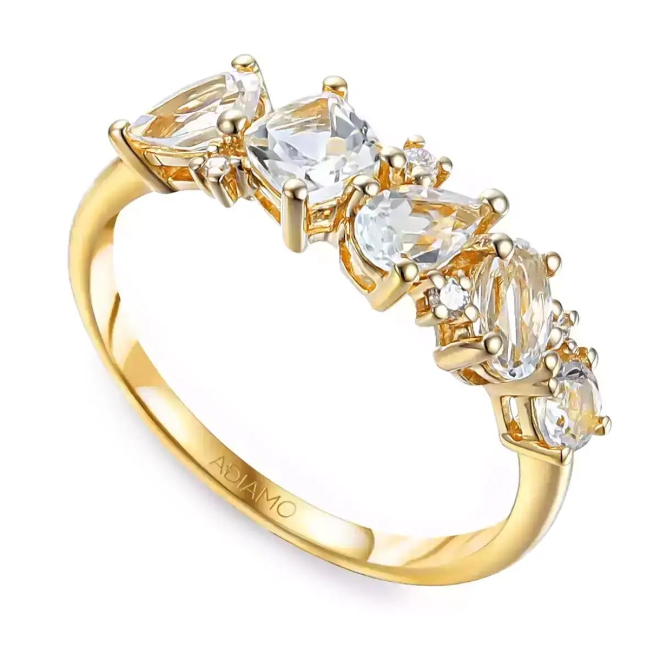 Pierścionek z białymi topazami i diamentami (R69674 Y WT): 14