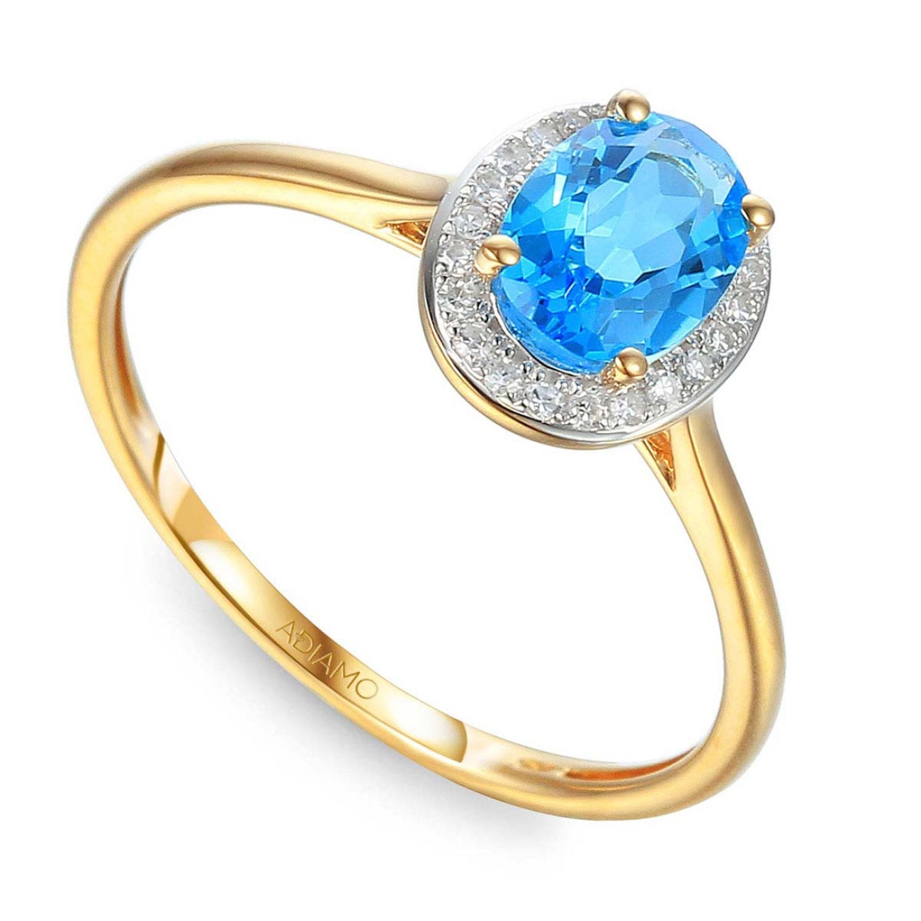 Pierścionek z niebieskim topazem i diamentami R62898 Y: 13