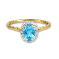 Pierścionek z niebieskim topazem i diamentami R62898 Y: 13 - zdjęcie: 4
