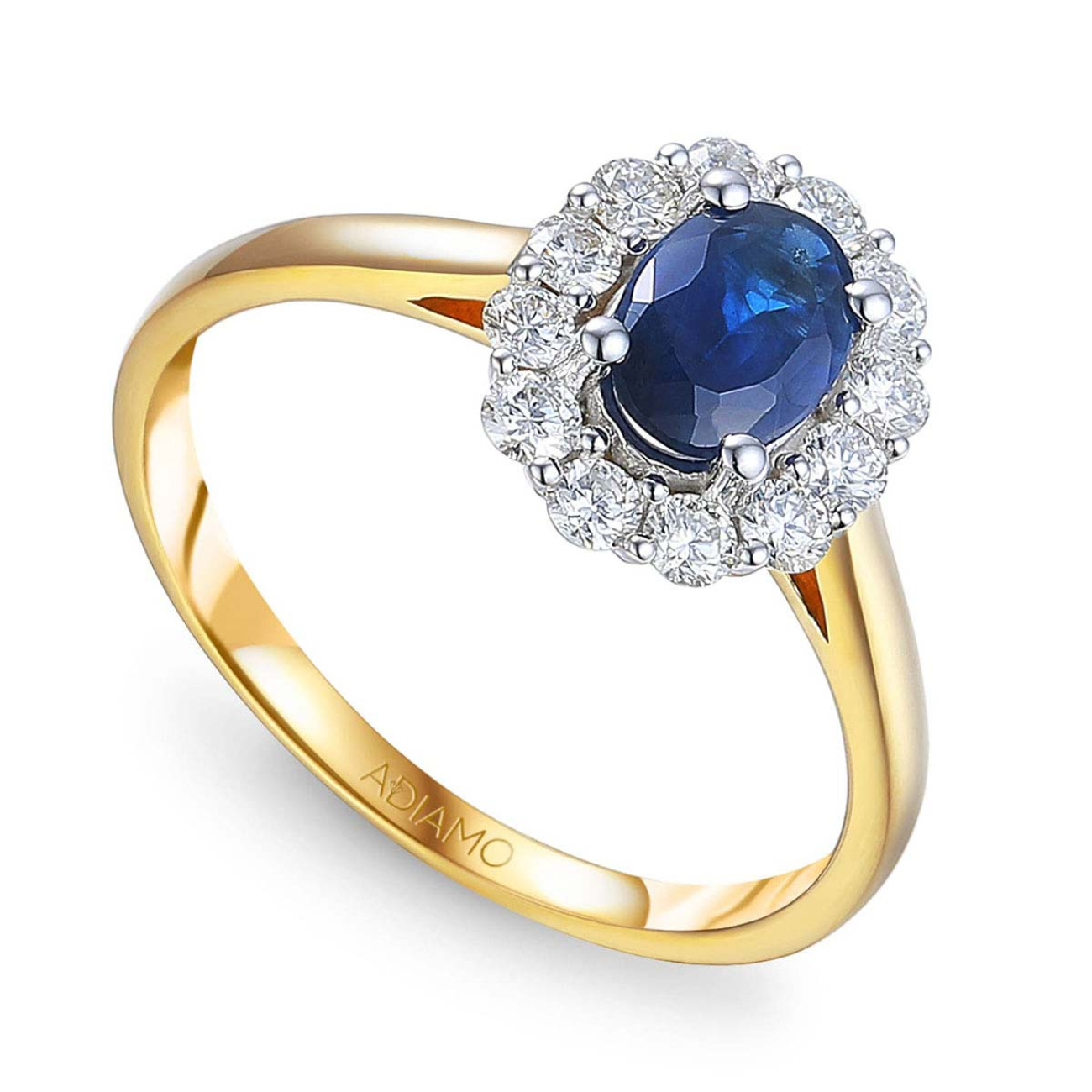 Pierścionek z szafirem i diamentami, dwukolorowe złoto (R37314 YW SA): 10