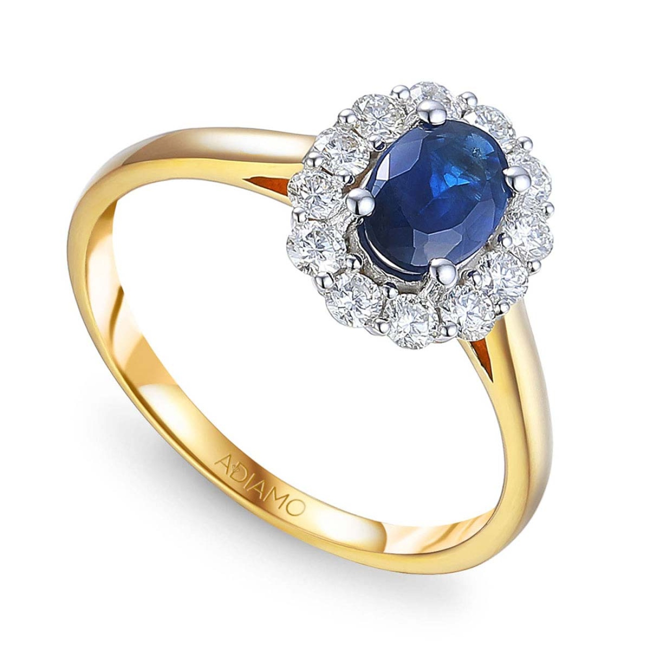 Pierścionek z szafirem i diamentami, dwukolorowe złoto (R37314 YW SA): 10