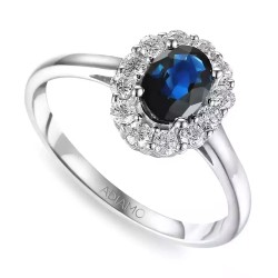 Pierścionek z szafirem i diamentami (R37314 W SA): 10 - zdjęcie: 2