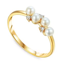 Pierścionek z perłami i diamentami (R79595 Y): 7 - zdjęcie: 2