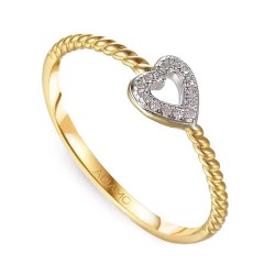 Pierścionek serce z diamentami (R60117 Y) - zdjęcie: 2