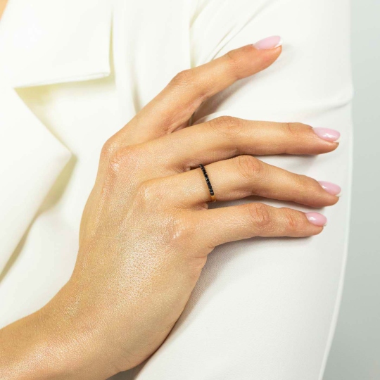 Pierścionek z czarnymi diamentami, z żółtego złota pr. 585: 8