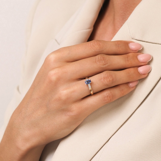 Pierścionek z tanzanitem i diamentami (R84147 Y T): 13