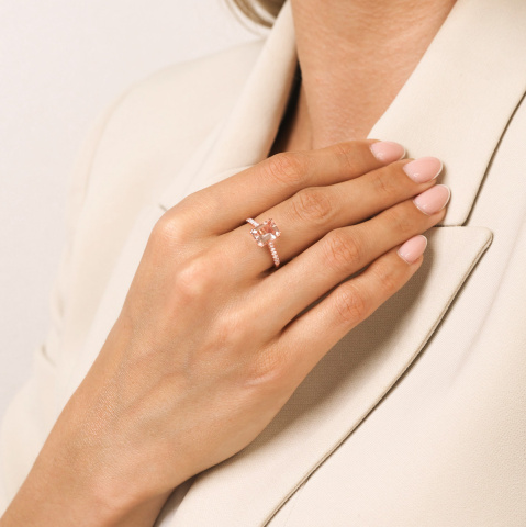Pierścionek z morganitem i diamentami (R82483 R MR)