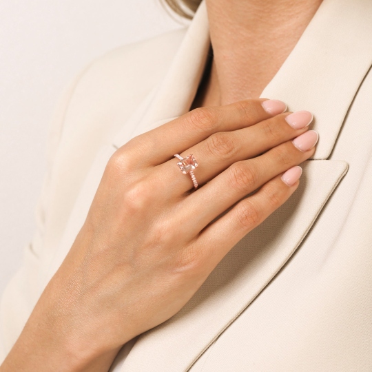 Pierścionek z morganitem i diamentami (R82483 R MR): 14