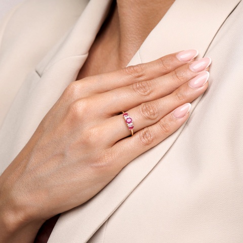 Pierścionek z rubinem i diamentami (R23776 Y RU)