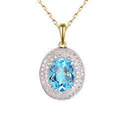 Zawieszka z niebieskim topazem i diamentami (P60405 Y BT) - zdjęcie: 2