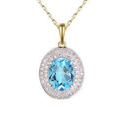 Zawieszka z niebieskim topazem i diamentami (P60405 Y BT) - zdjęcie: 2