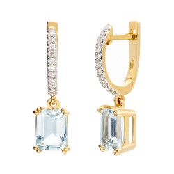 Kolczyki z akwamarynami i diamentami (E82483 Y A AQ) - zdjęcie: 2