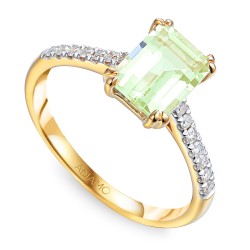 Pierścionek z zielonym ametystem i diamentami (R82483 Y GAM): 7 - zdjęcie: 2