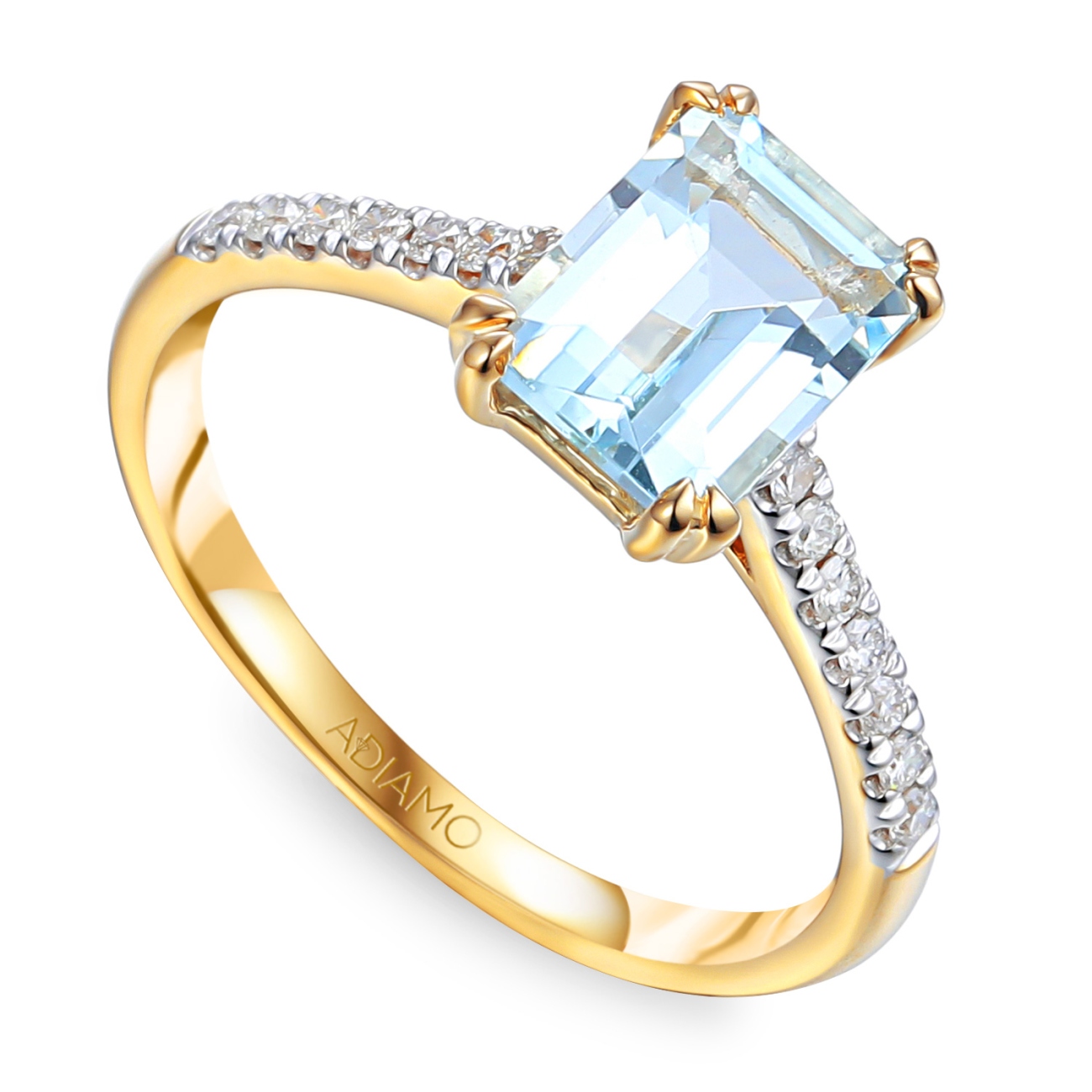 Pierścionek z akwamarynem i diamentami (R82483 AQ): 7