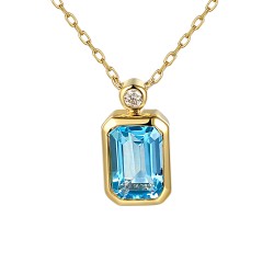 Naszyjnik z niebieskim topazem i diamentem (N10778 Y BT) - zdjęcie: 2