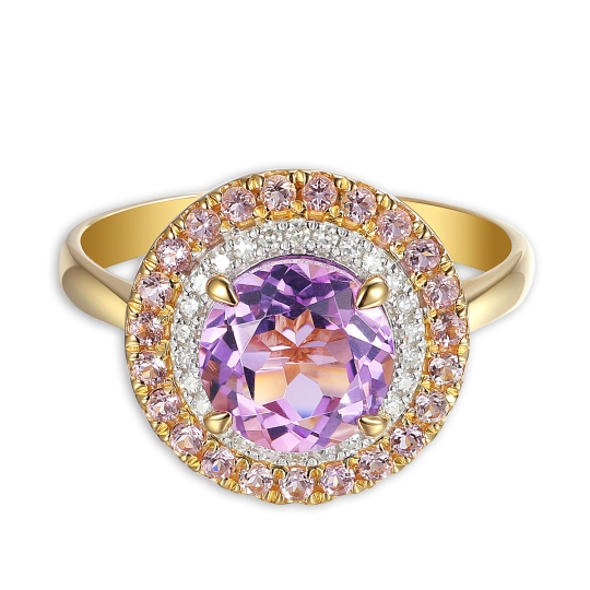 Pierścionek z różowymi ametystami i diamentami (R88806 Y PAM): 16