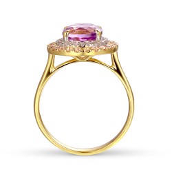 Pierścionek z różowymi ametystami i diamentami (R88806 Y PAM): 16 - zdjęcie: 5
