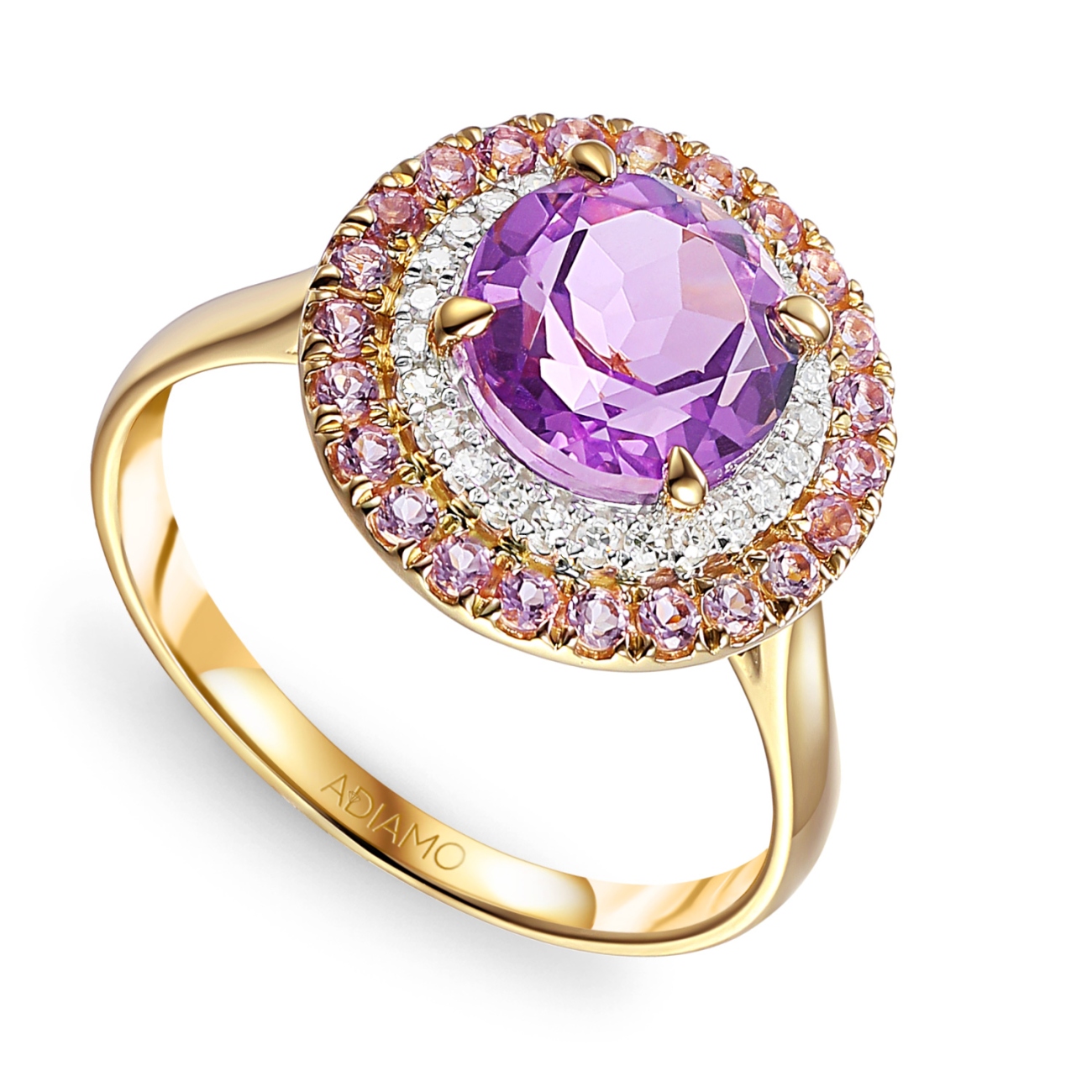 Pierścionek z różowymi ametystami i diamentami (R88806 Y PAM): 16