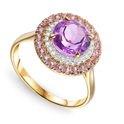 Pierścionek z różowymi ametystami i diamentami (R88806 Y PAM): 16 - zdjęcie: 2