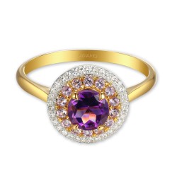 Pierścionek z ametystami i diamentami (R90184 Y AM): 17 - zdjęcie: 4