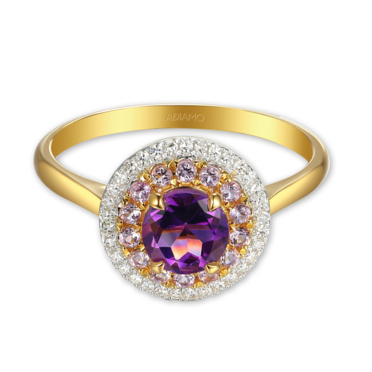 Pierścionek z ametystami i diamentami (R90184 Y AM): 7