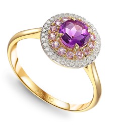 Pierścionek z ametystami i diamentami (R90184 Y AM): 17 - zdjęcie: 2