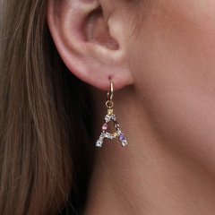 Kolczyki litera A z kamieniami półszlachetnymi  (E82576 Y S)