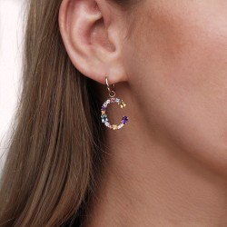 Kolczyki literka C z kamieniami naturalnymi (E85062 Y S) - zdjęcie: 3