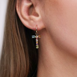 Kolczyki literka T z kamieniami naturalnymi (E85065 Y S) - zdjęcie: 3