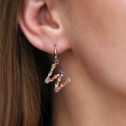 Kolczyki literka W z kamieniami naturalnymi (E85068 Y S AM,BT,CT,PT,PTR,WT 375) - zdjęcie: 3