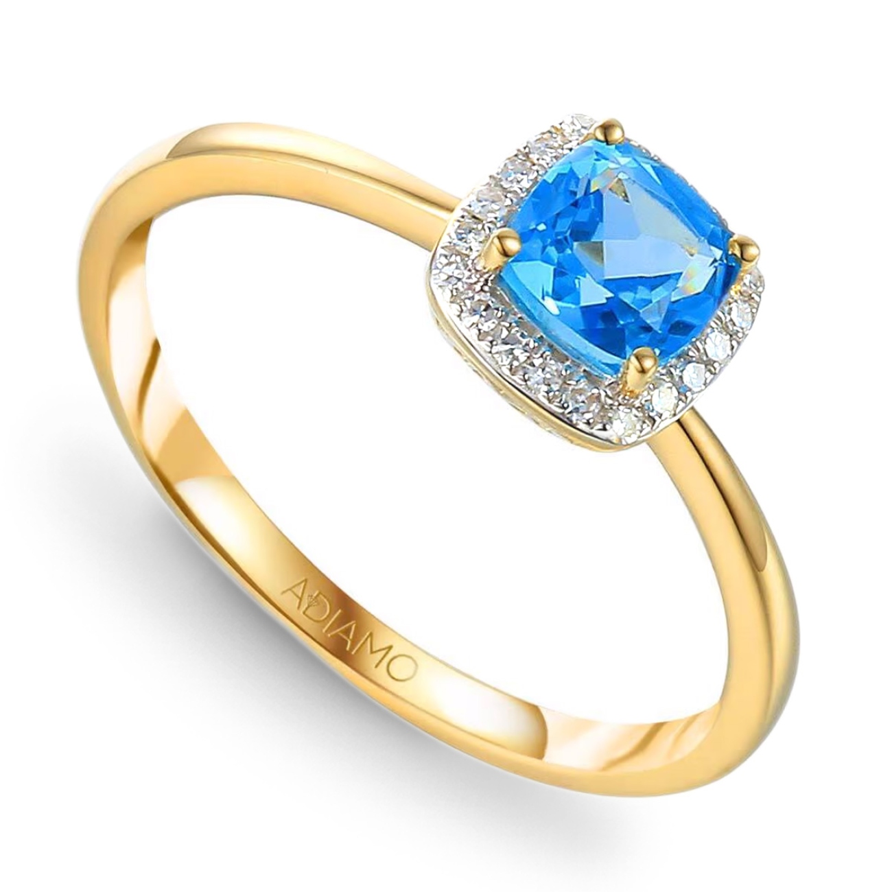 Pierścionek z niebieskim topazem i diamentami (R58266 Y BT): 14