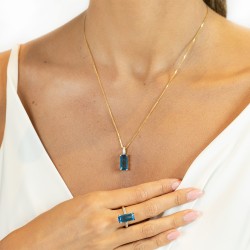 Zawieszka z niebieskim topazem i diamentami (P73287 Y BT) - zdjęcie: 3