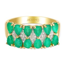 Pierścionek ze szmaragdami i diamentami (R93895 Y EM) : 10 - zdjęcie: 4