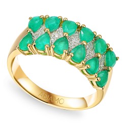 Pierścionek ze szmaragdami i diamentami (R93895 Y EM) : 10 - zdjęcie: 2