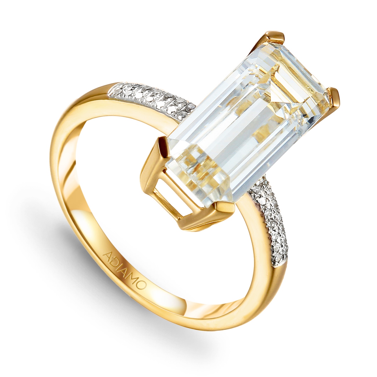 Pierścionek z białym topazem i diamentami (R73287 Y WT): 20