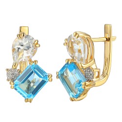 Kolczyki z topazami oraz diamentami (E93893 Y A D BT) - zdjęcie: 2