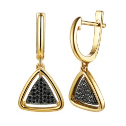 Kolczyki z czarnymi diamentami (E88487 Y A BD) - zdjęcie: 2