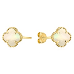 Kolczyki złote koniczynki z masą perłową (E70703 Y S)