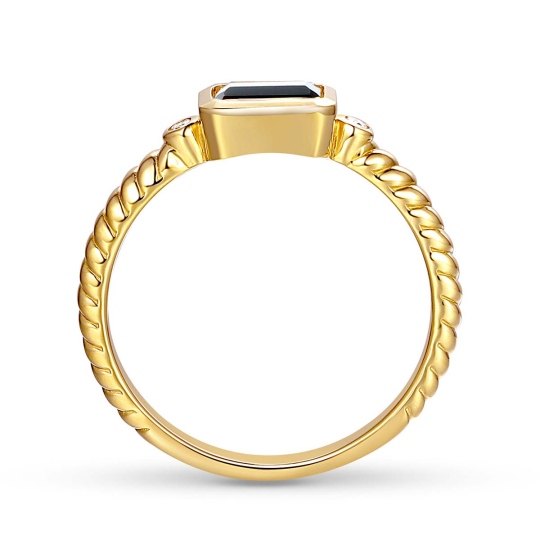 Pierścionek z czarnym agatem i diamentami (R85575 Y BAG): 12