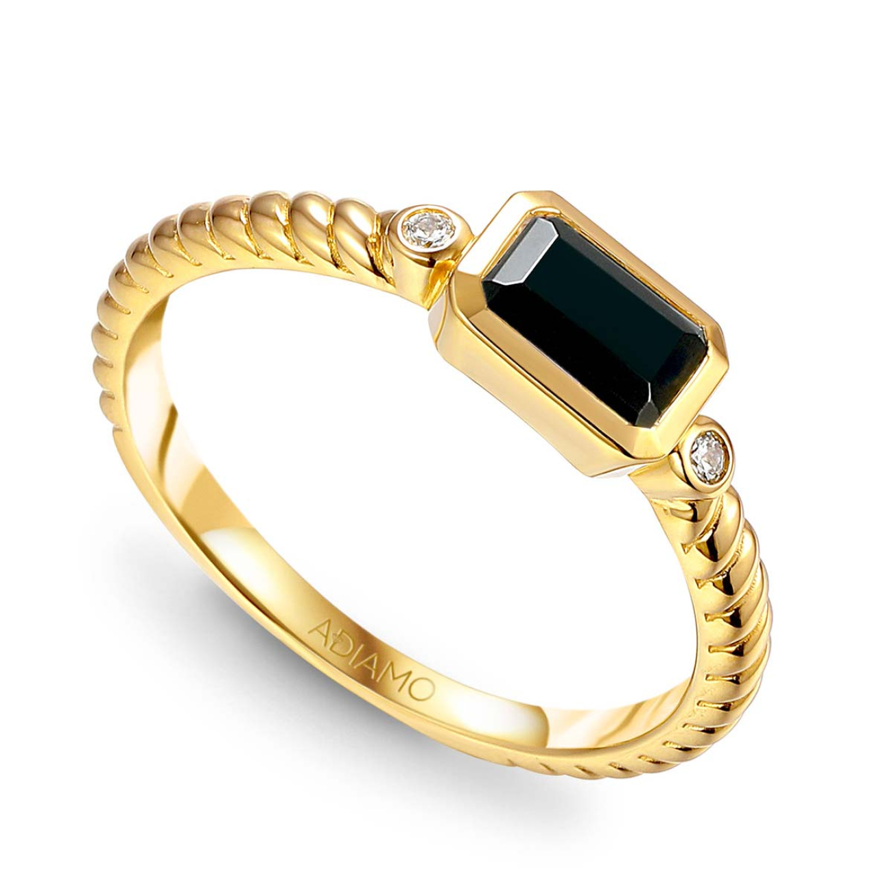 Pierścionek z czarnym agatem i diamentami (R85575 Y BAG): 10