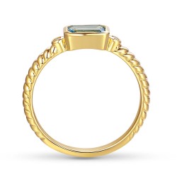 Pierścionek z niebieskim topazem i diamentami (R85575 Y BT): 14 - zdjęcie: 3