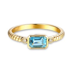 Pierścionek z niebieskim topazem i diamentami (R85575 Y BT): 14 - zdjęcie: 4