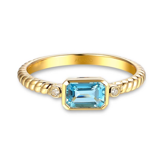 Pierścionek z niebieskim topazem i diamentami (R85575 Y BT): 14