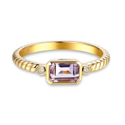 Pierścionek z różowym ametystem i diamentami (R85575 Y PAM): 15 - zdjęcie: 4